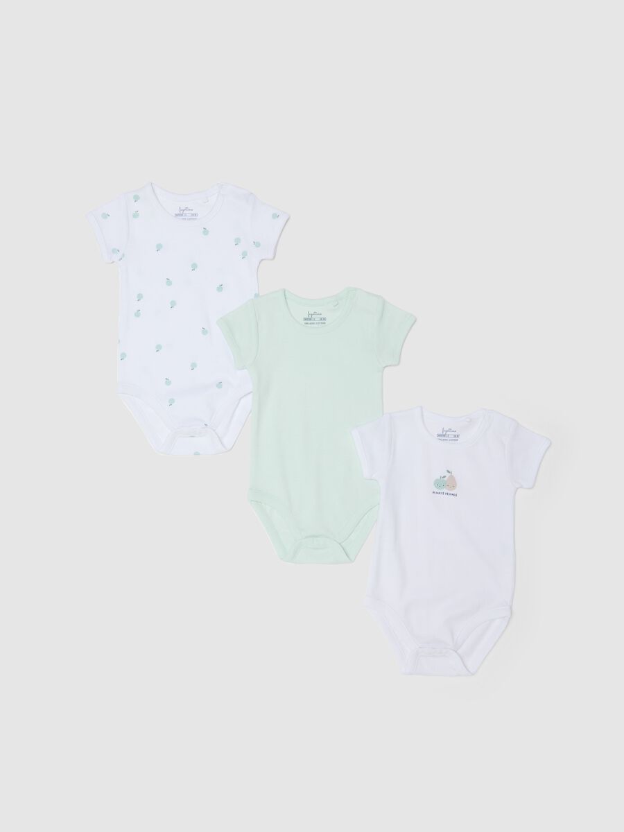 Baby multicolour pure cotton bodysuit tripack with fruit_0