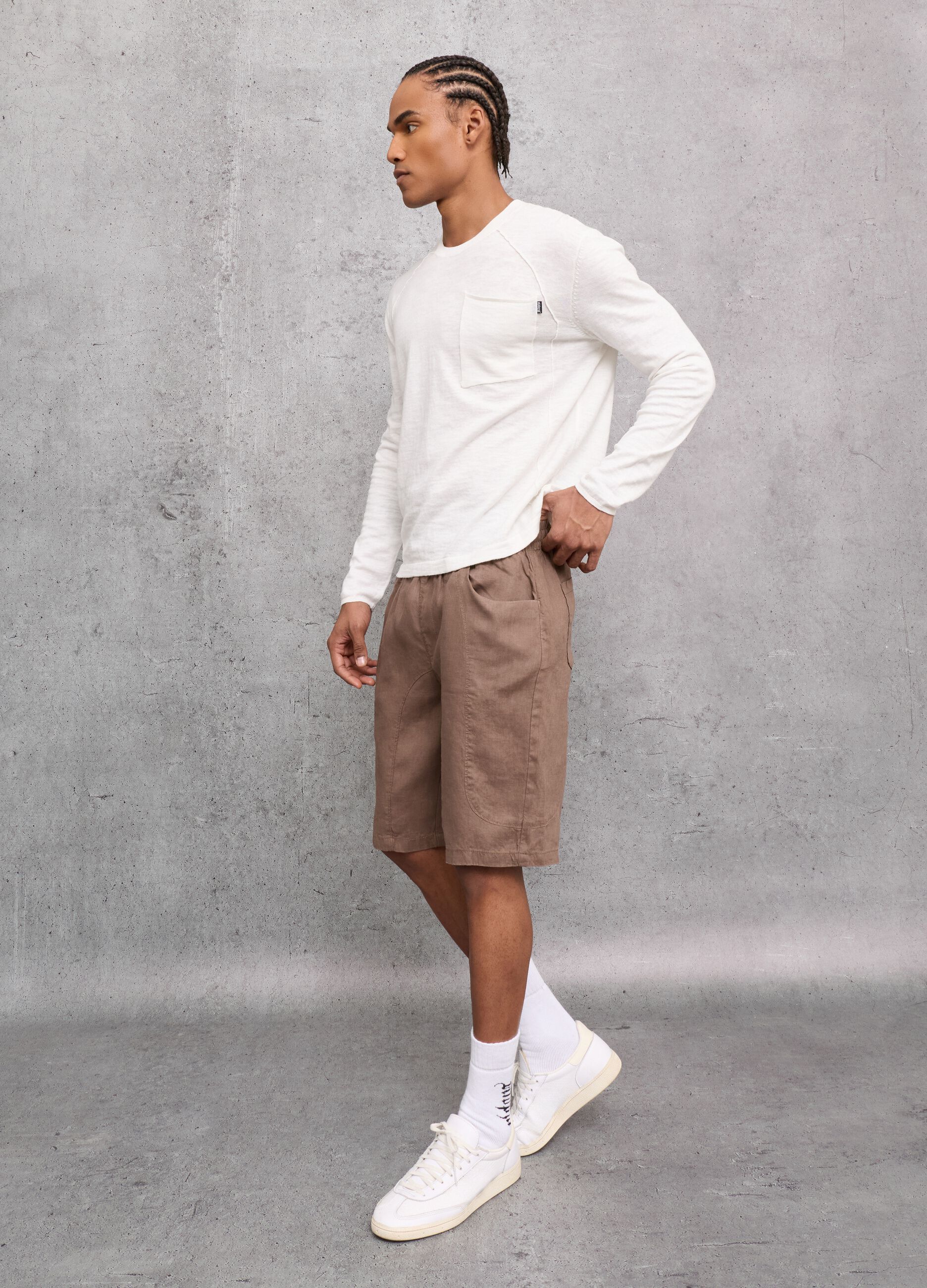 Short 100 % lin couleur moka