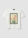 White pure cotton T-shirt with floral print_4