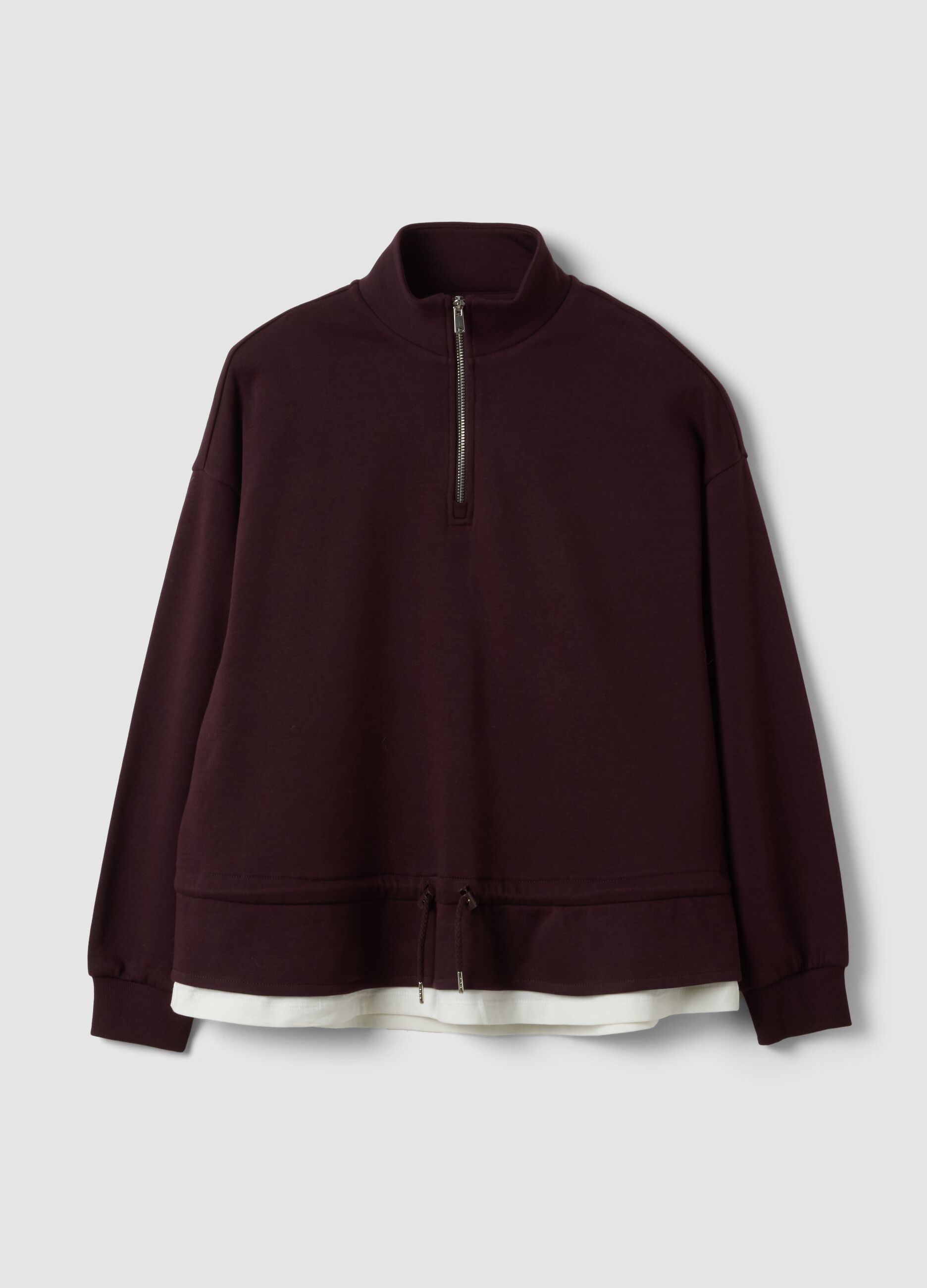 Lila Half-Zip aus Baumwollmix im Layering-Look, Regular Fit
