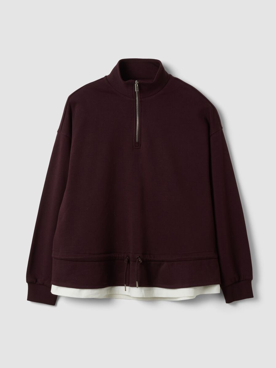 Lila Half-Zip aus Baumwollmix im Layering-Look, Regular Fit_0