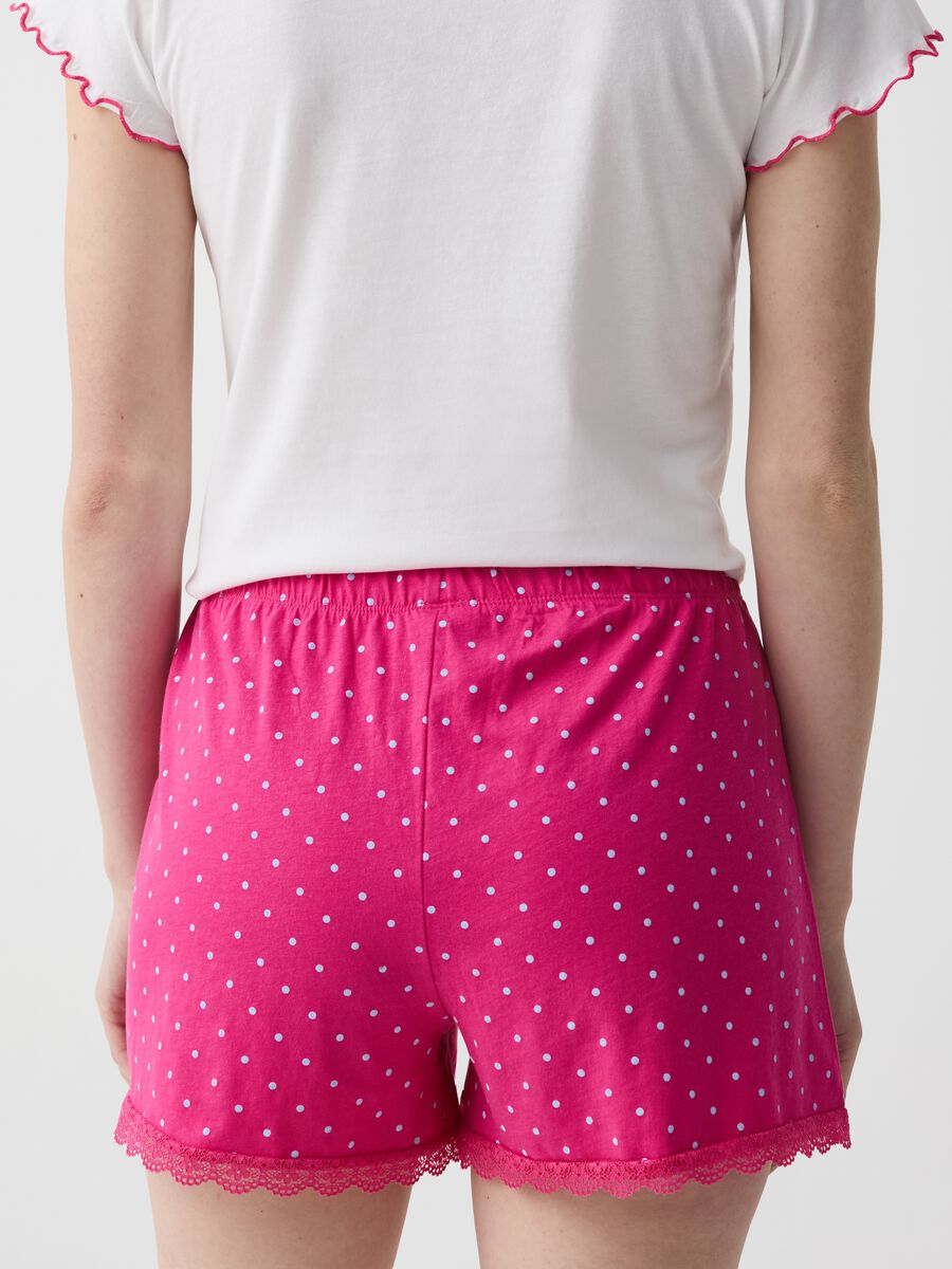 Shorts pijama de lunares con encaje_2