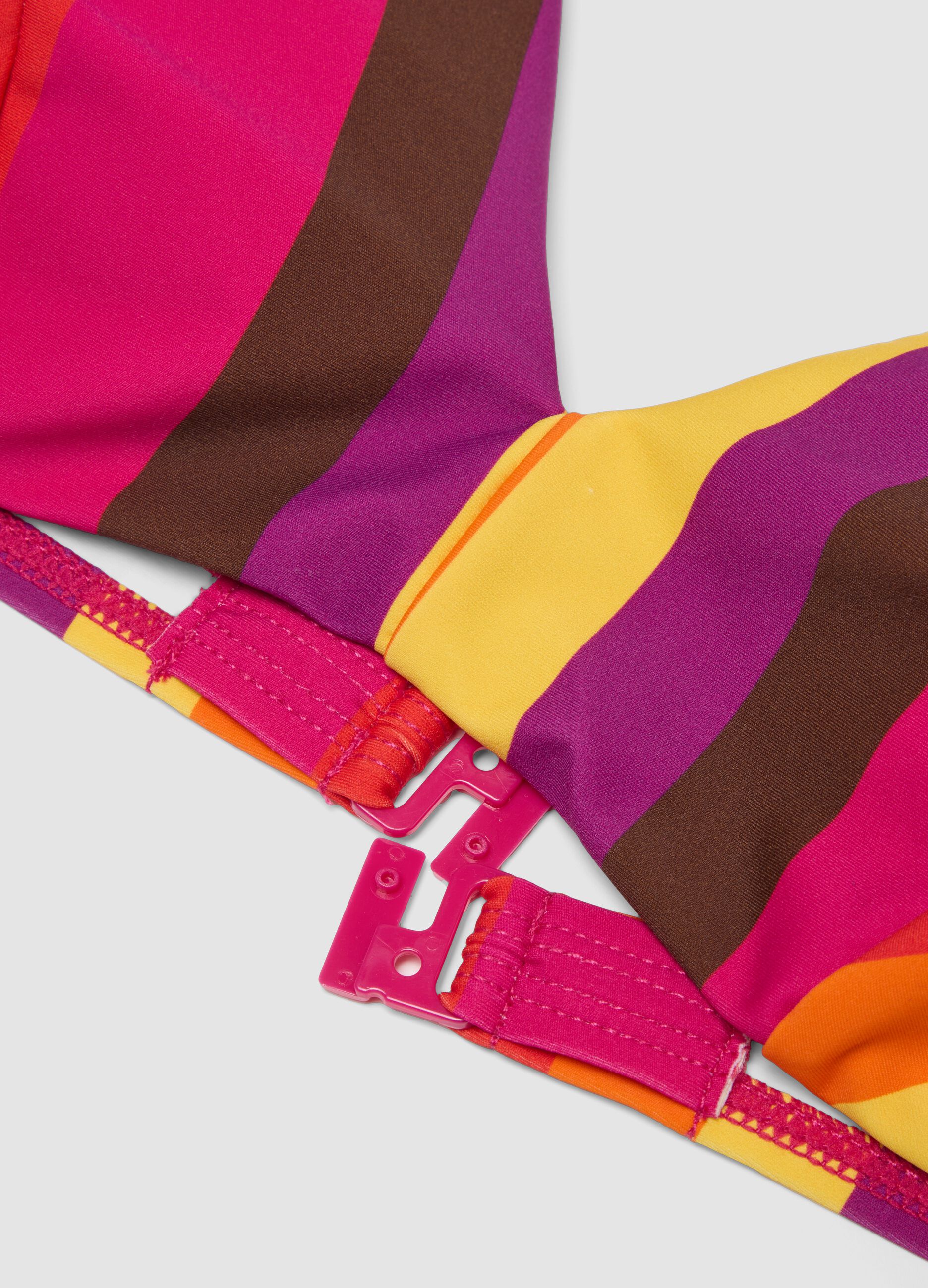 Multicolour triangle bikini top in stretch fabric