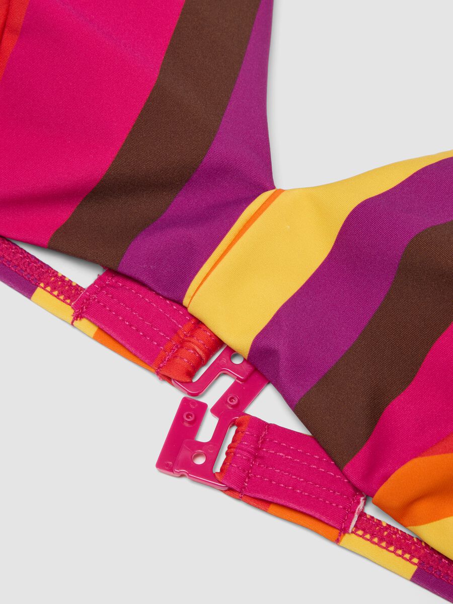Multicolour triangle bikini top in stretch fabric_5