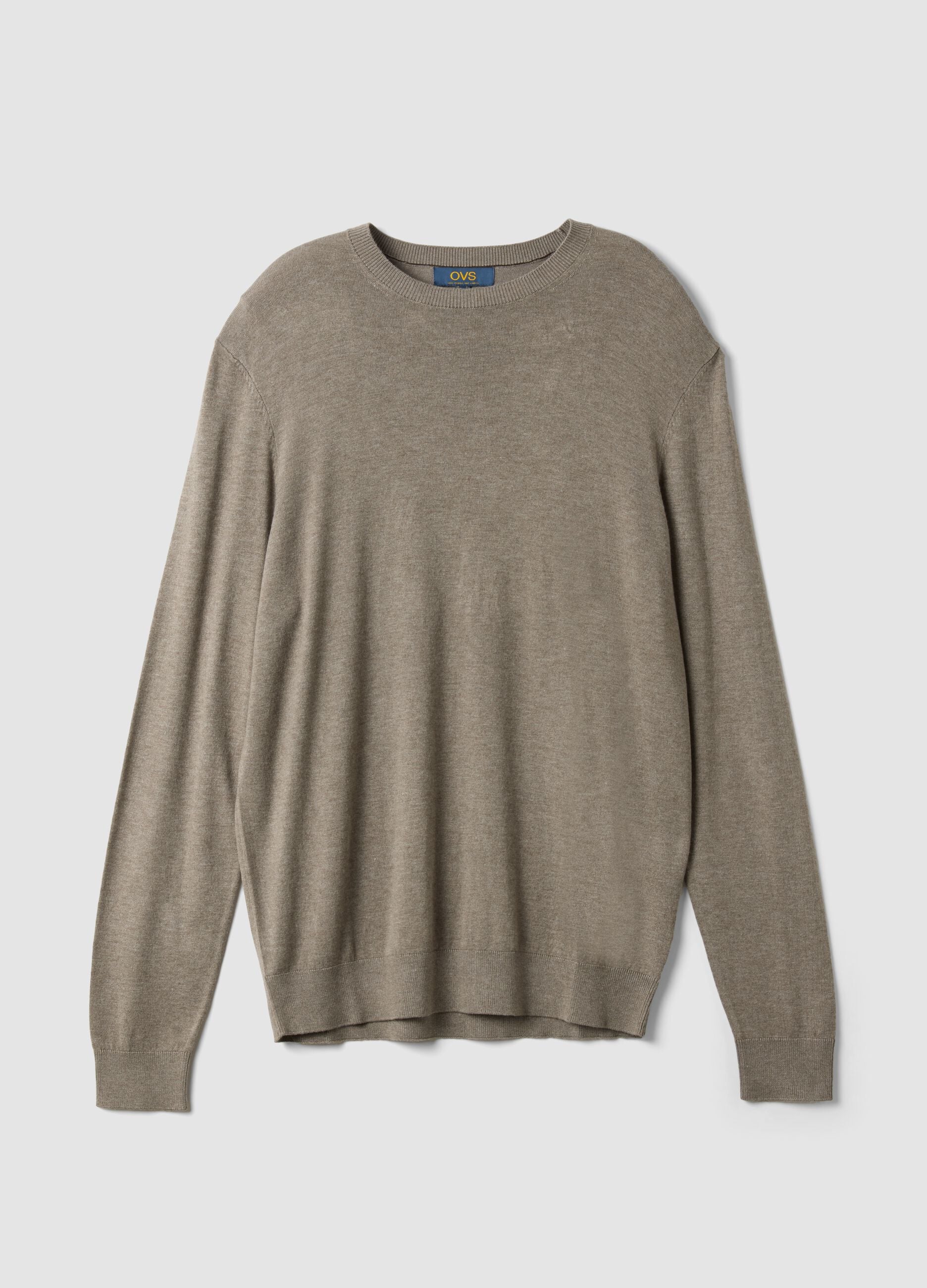 Grey crew-neck jumper in viscose blend, regular fit