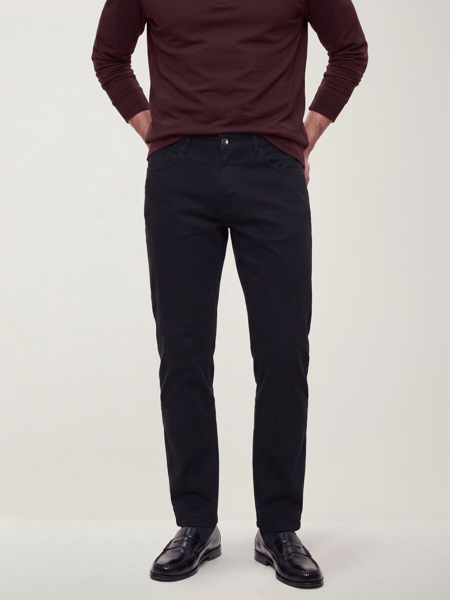 Black pure cotton five-pocket trousers_1