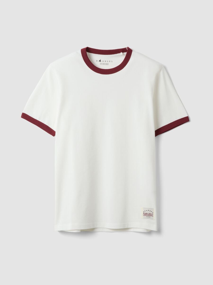 White crew-neck fitted T-shirt in pure cotton_0