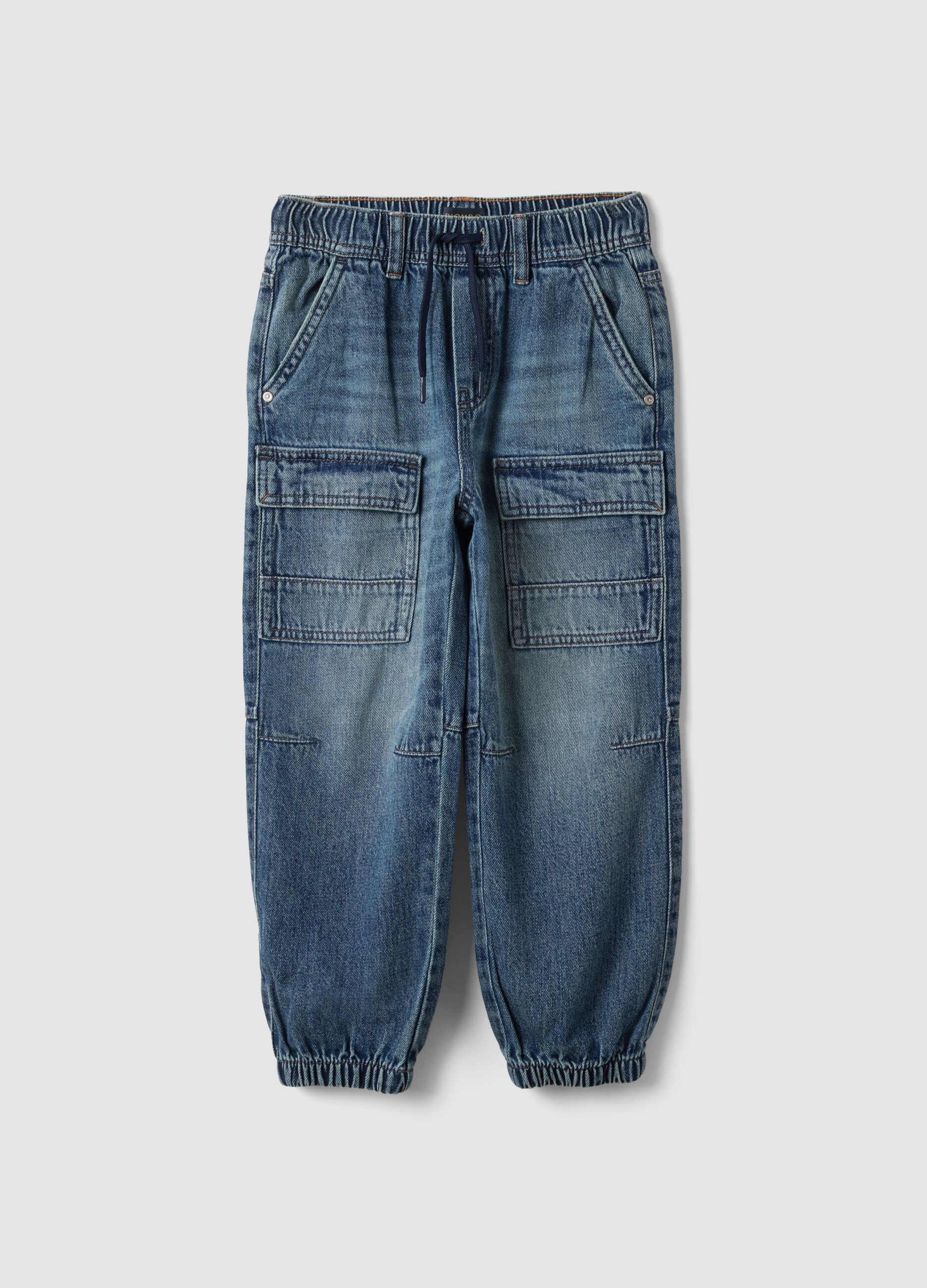 Jogger denim blu in misto cotone e viscosa relaxed fit per bambino