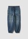 Jogger denim blu in misto cotone e viscosa relaxed fit per bambino_0
