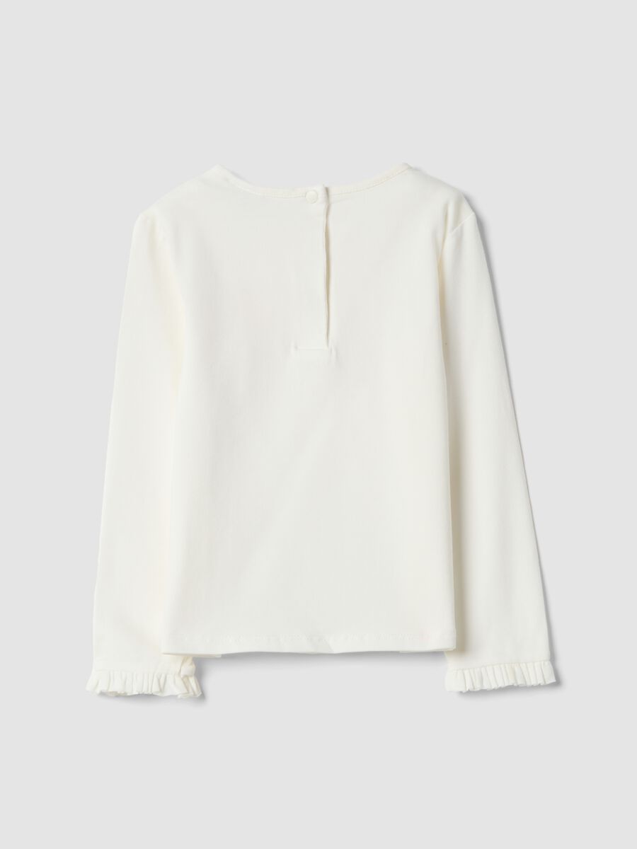 White Stretch Cotton T-Shirt for Girls Regular Fit with Hearts_1