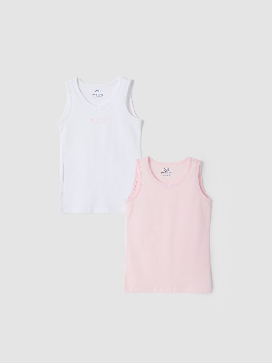 Bipack canotte rosa e bianco in puro cotone organico girocollo_0