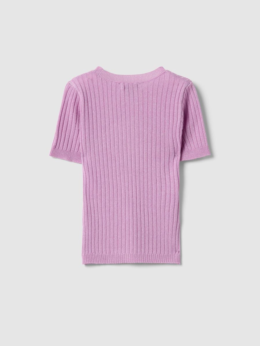 Girls' Regular Fit Purple Ribbed Viscose Blend Jumper_4