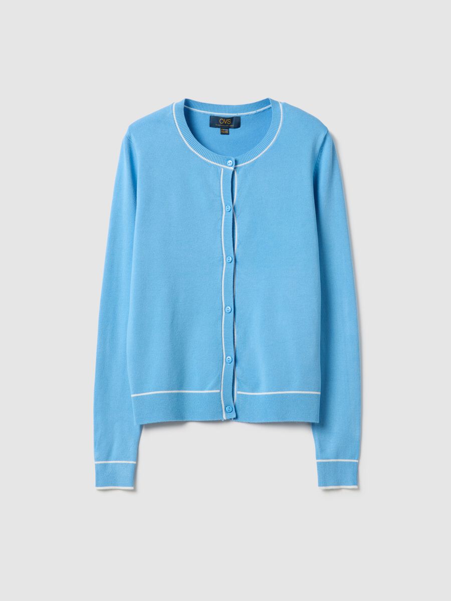 Blue viscose blend cardigan regular fit with buttons_0