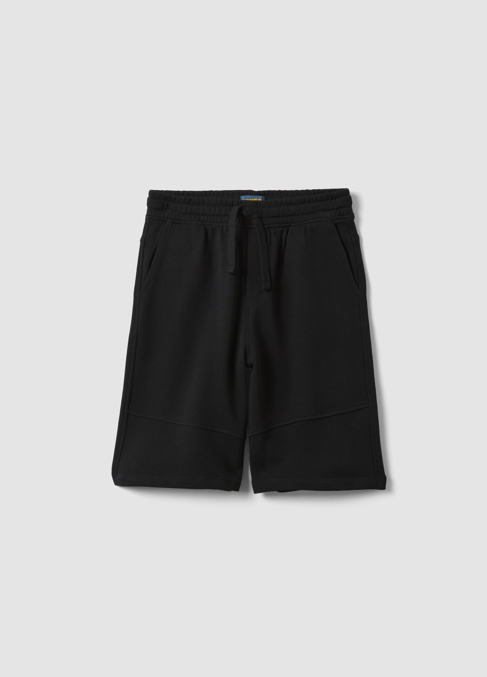 Boys' black 100% cotton comfort-fit shorts