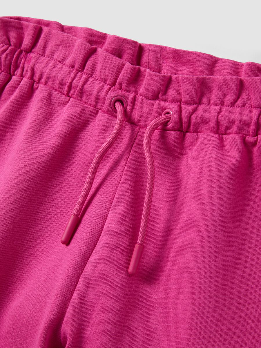 White and pink stretch cotton T-shirt and shorts set for girls, regular fit_3