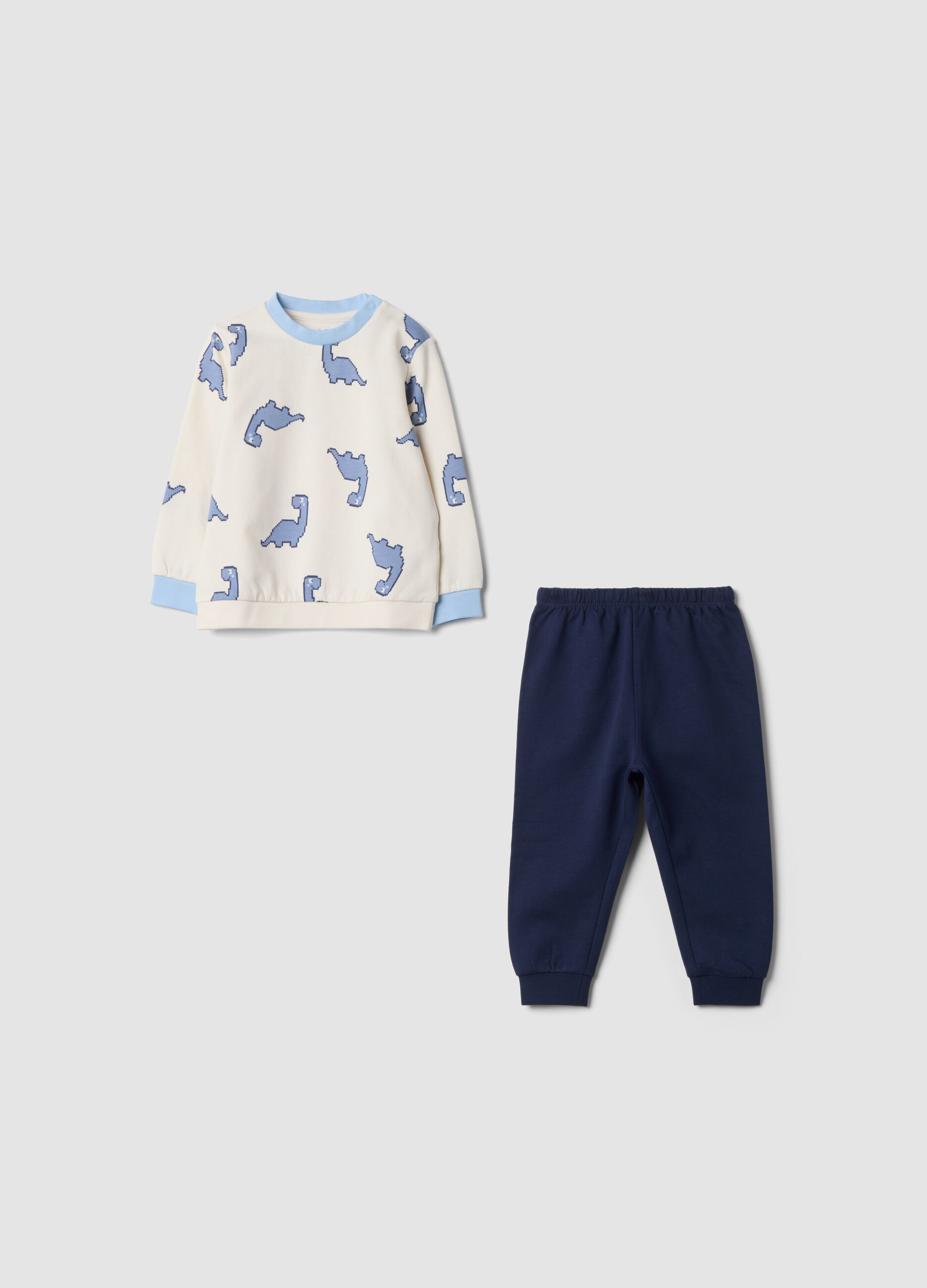Pigiama blu in puro cotone organico con girocollo