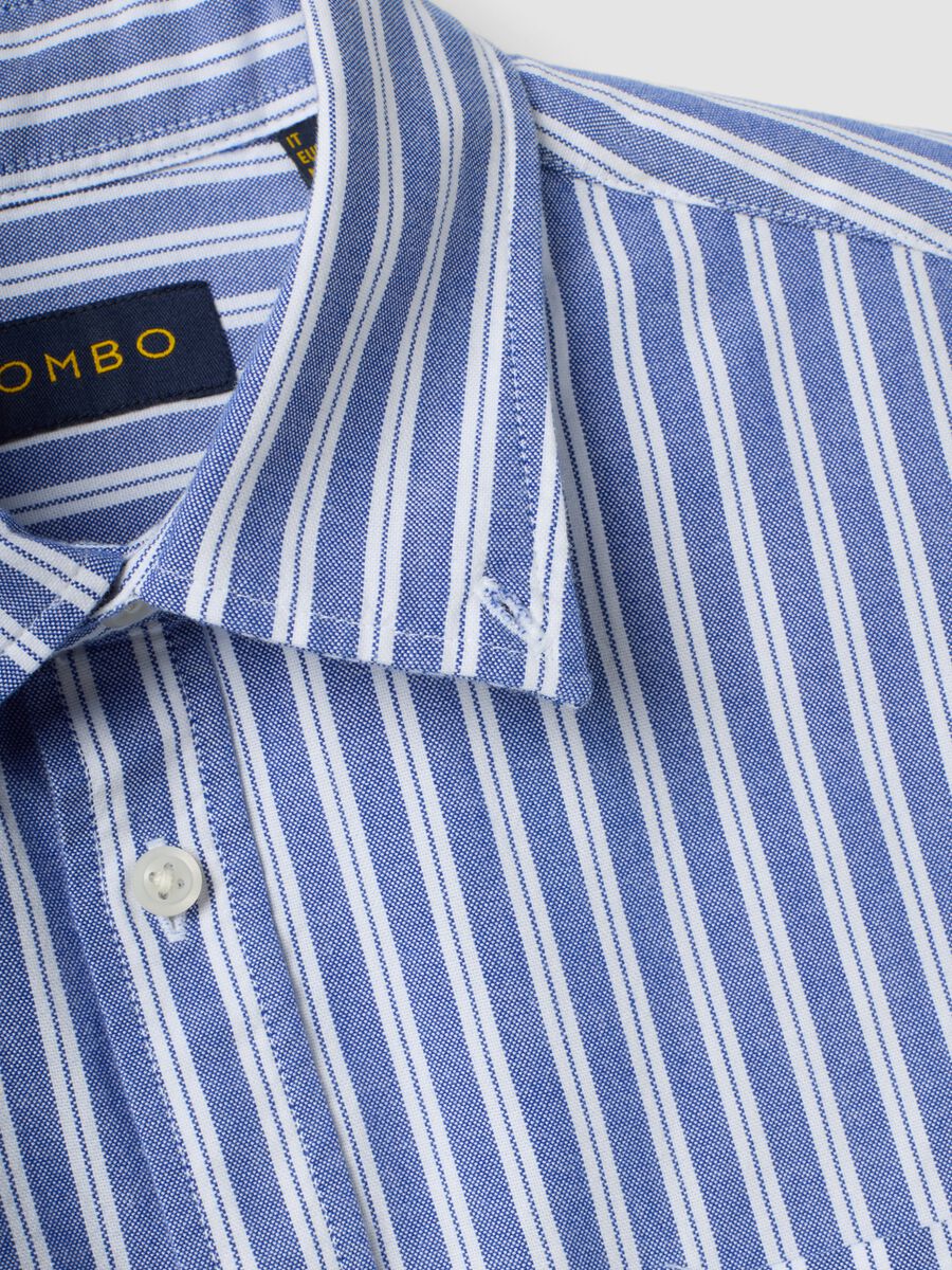 Camisa Oxford azul de rayas en algod&oacute;n puro, corte regular_1