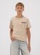 T-shirt beige 100 % coton avec imprim&eacute; devant et dos_1