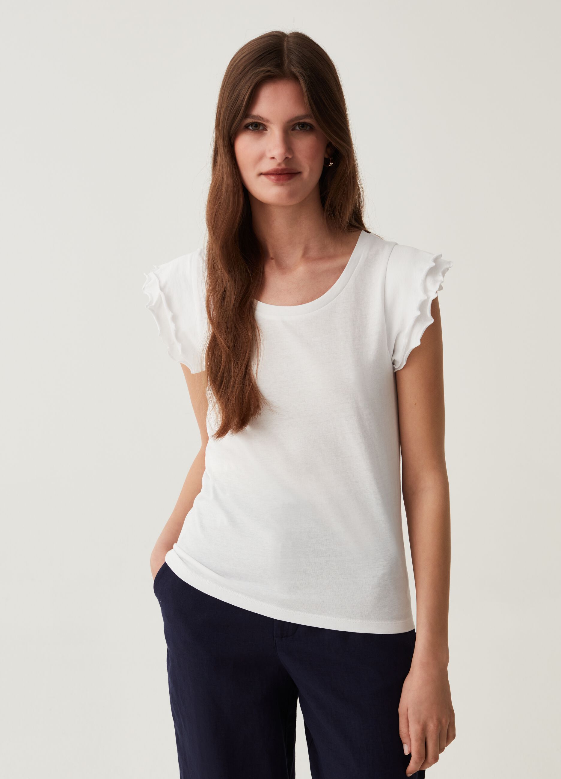 T-shirt in cotone con rouches