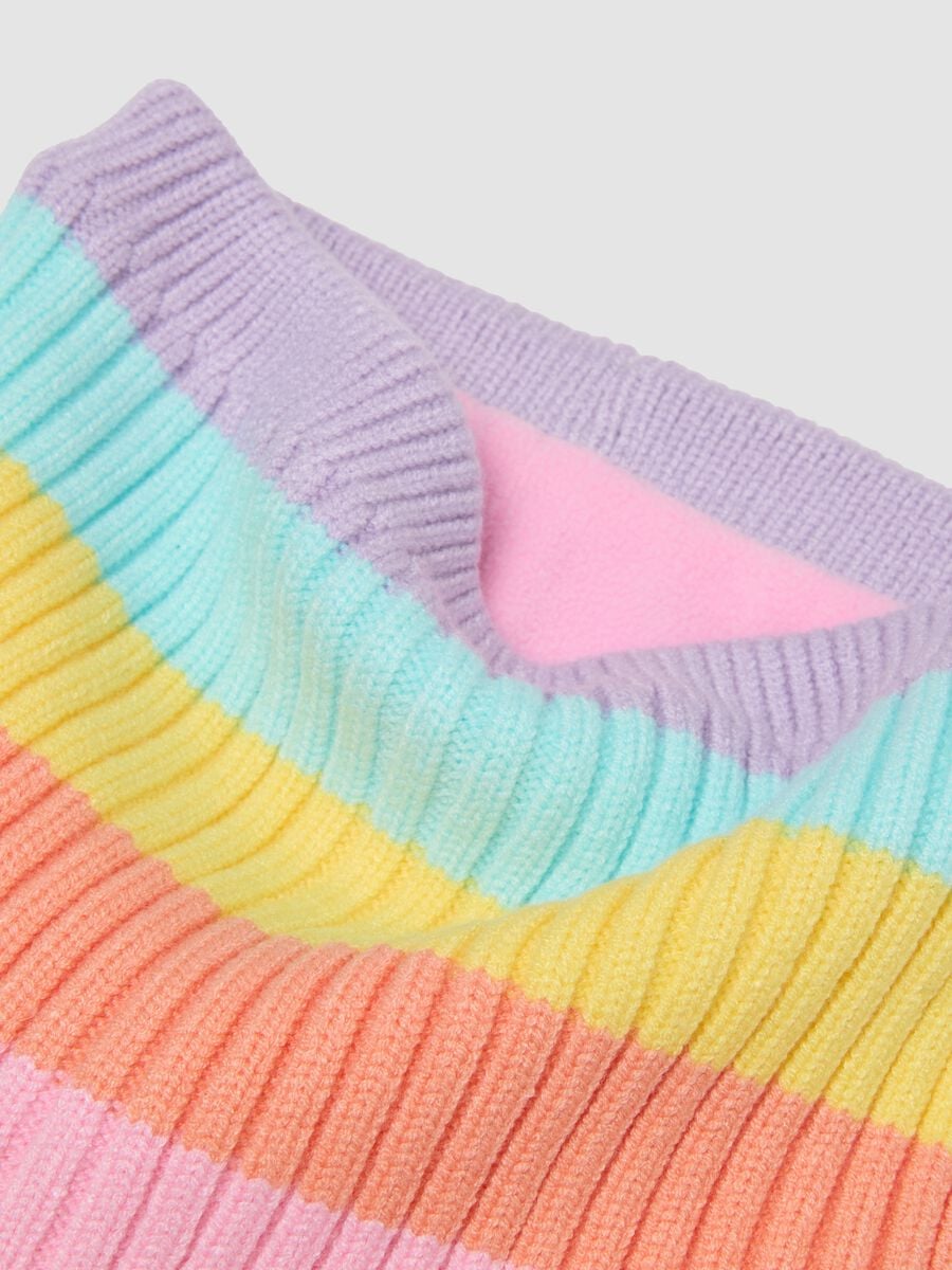 Cachecol multicolor canelado em mistura de viscose_1