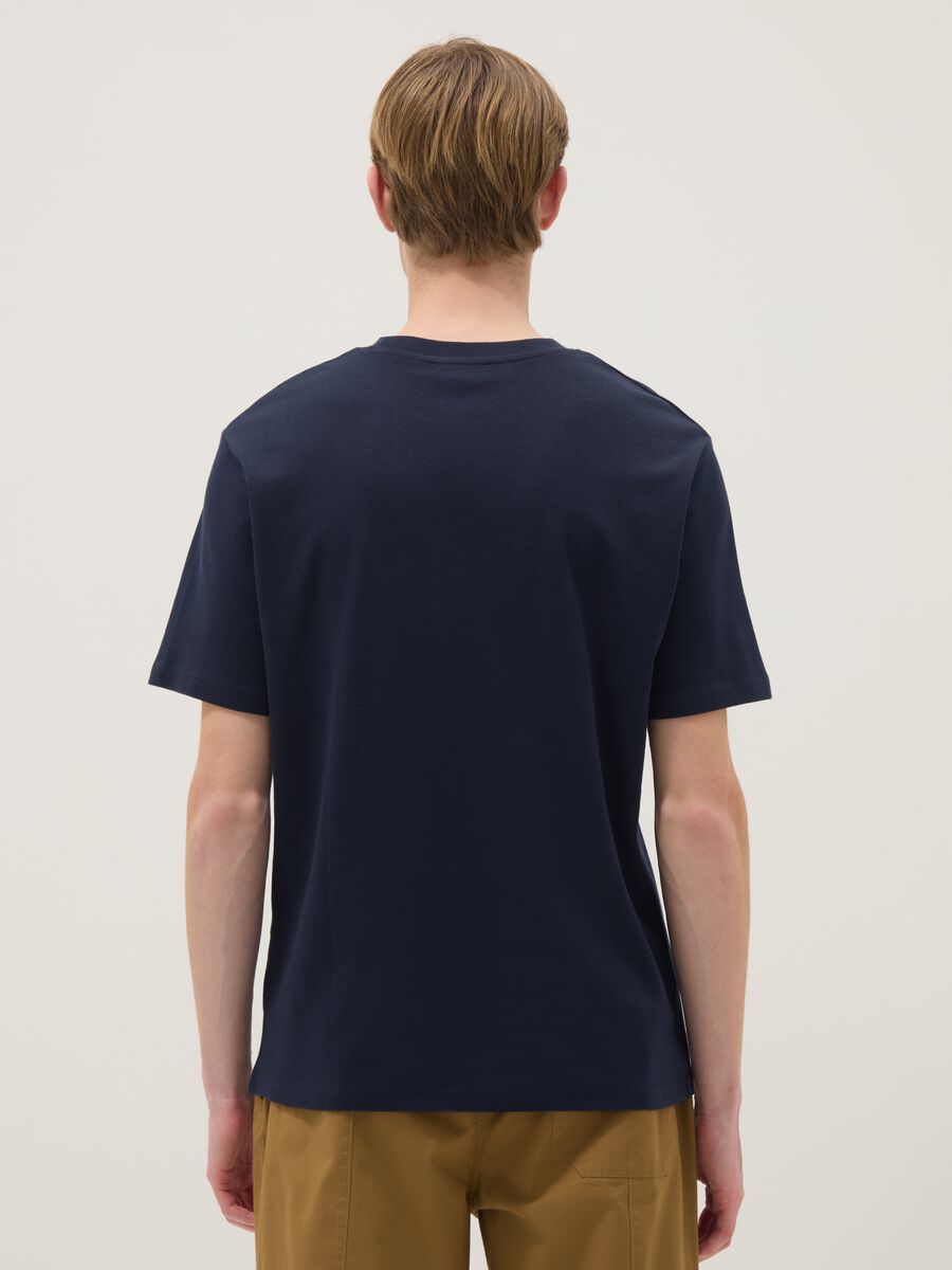 Blue pure cotton short sleeve relaxed fit T-shirt_3