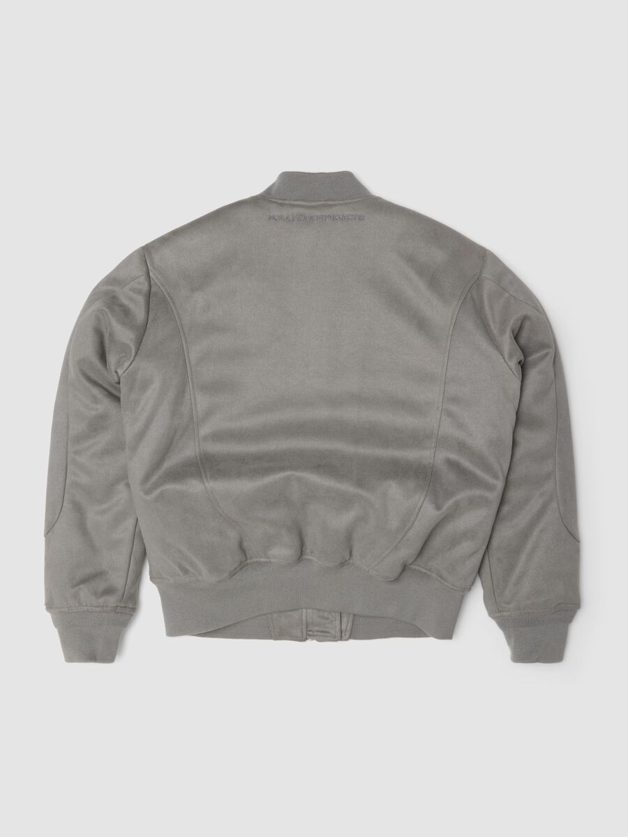 Faux Suede Bomber Jacket Light Grey_1