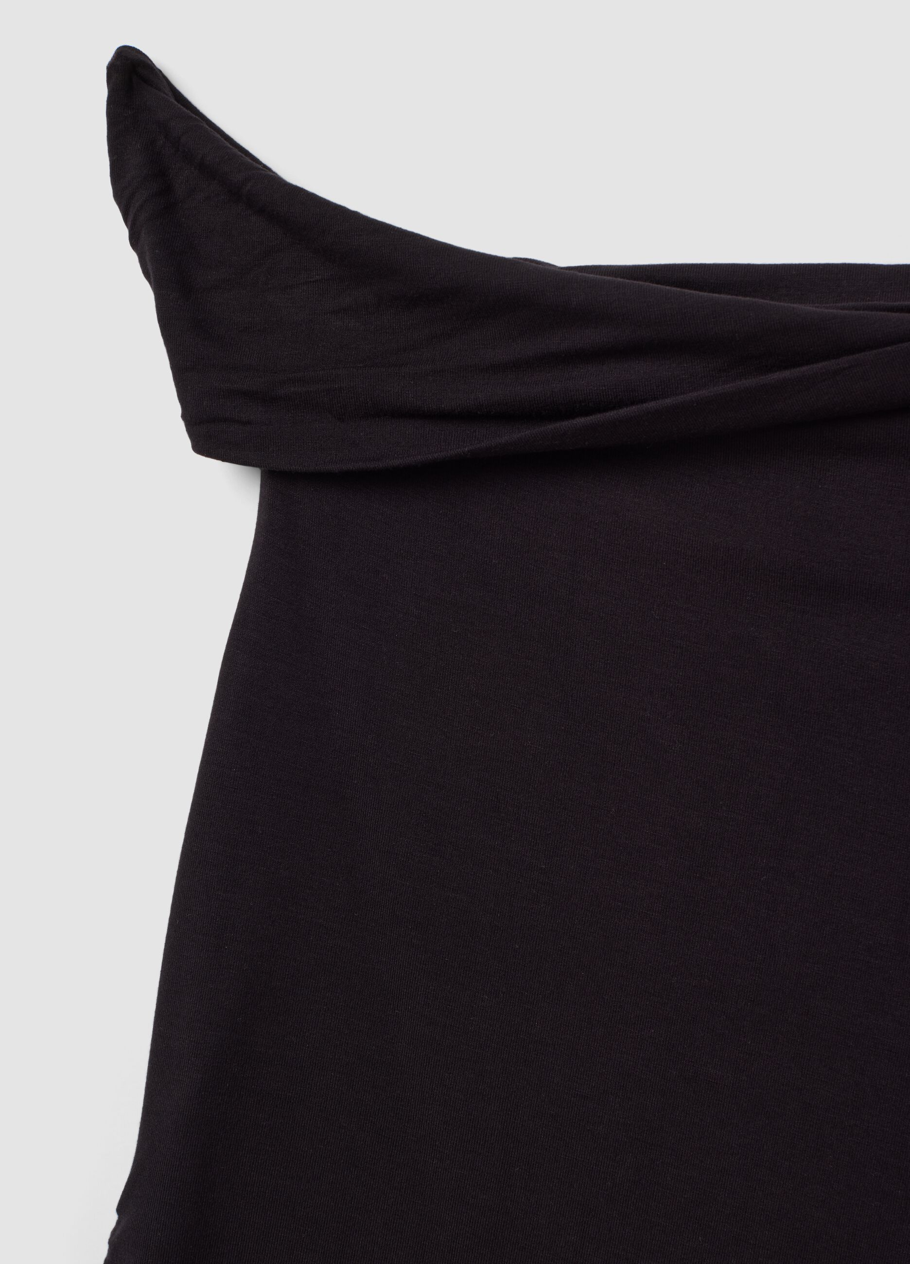 Top nero asimmetrico monospalla in viscosa elasticizzato slim fit