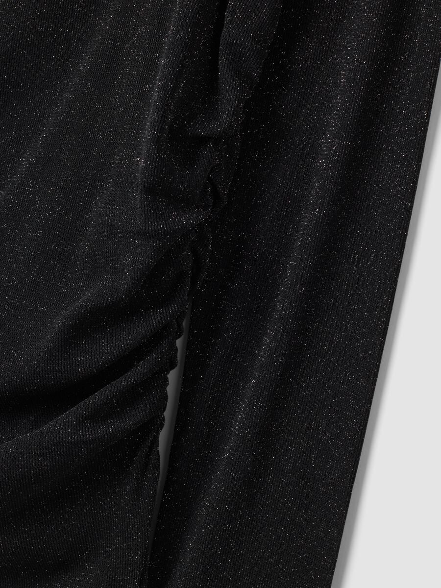 Black stretch jersey top with draped insert, slim fit_1