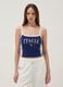 Tank top blu in cotone elasticizzato con scritta Italia regular fit_2