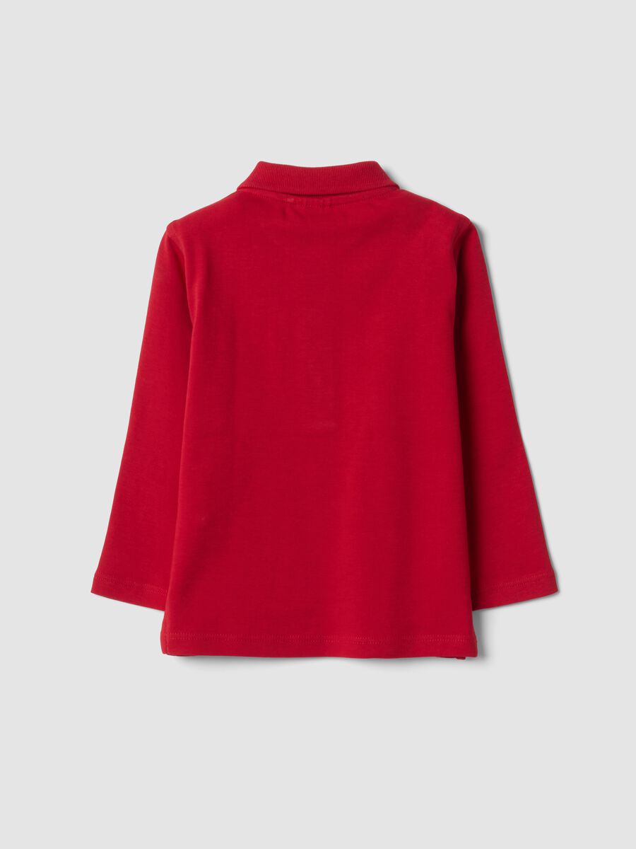 Polo rossa in puro cotone organico a maniche lunghe per bimbo_1