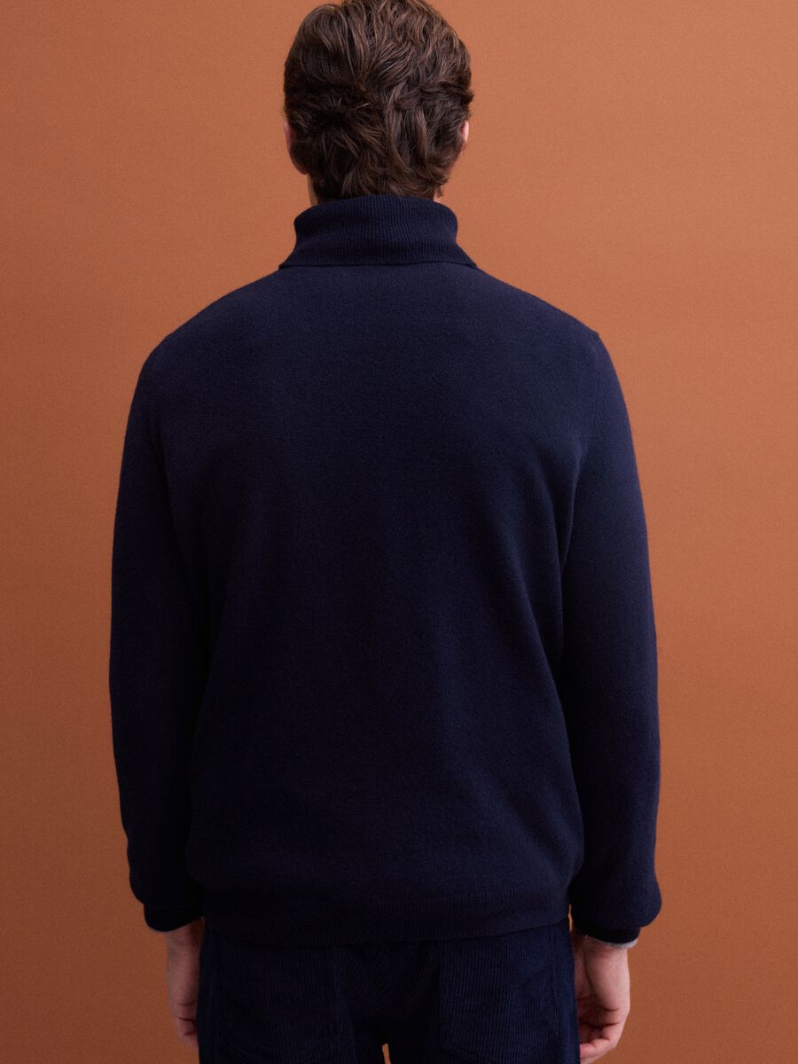 Navy blue pure lambswool roll-neck jumper_3