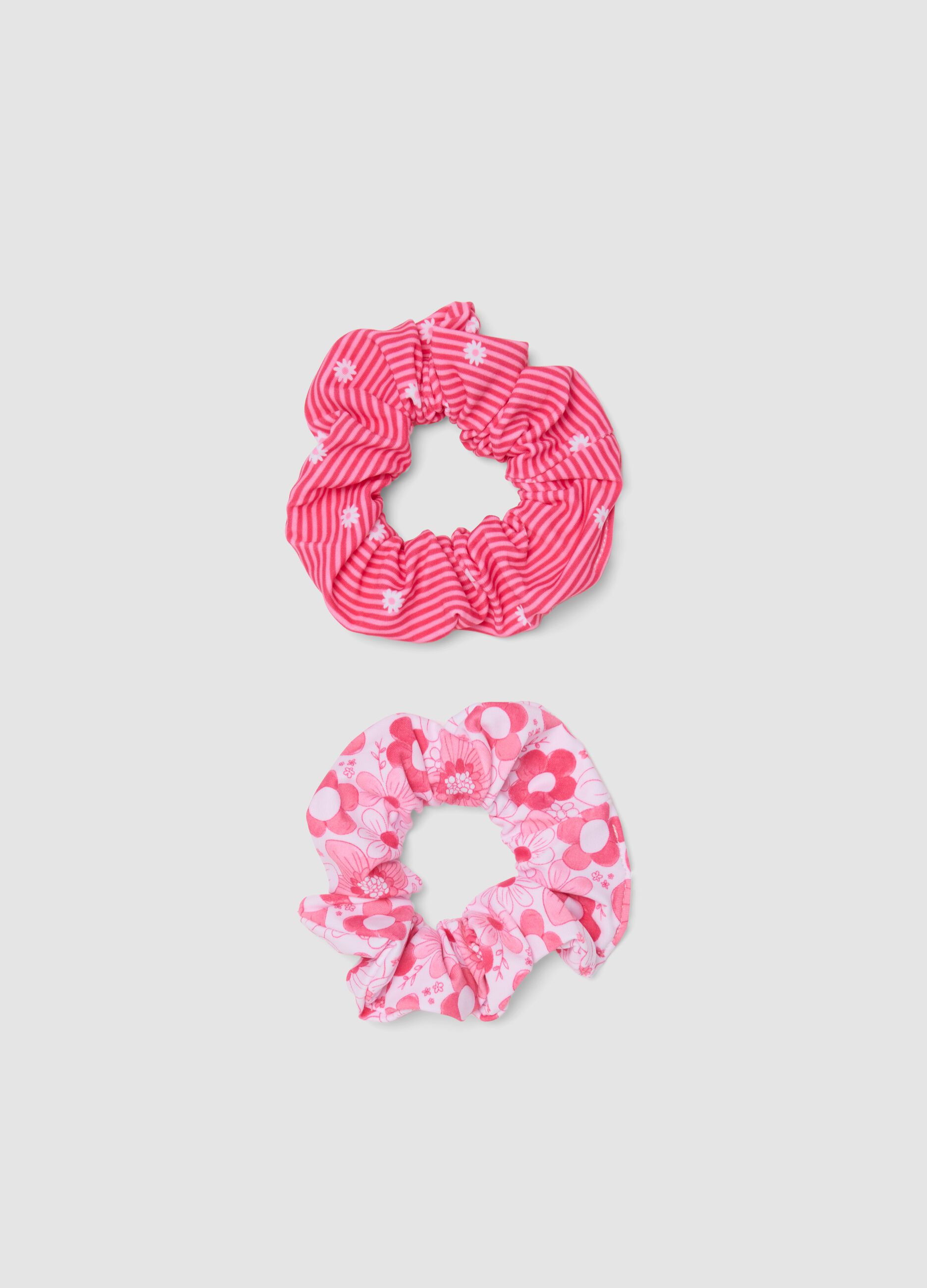 Zweiteiliges Set bunte Haargummis mit Blumenmuster f&uuml;r M&auml;dchen