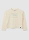 T-shirt de menina em algodão elástico bege com strass_0