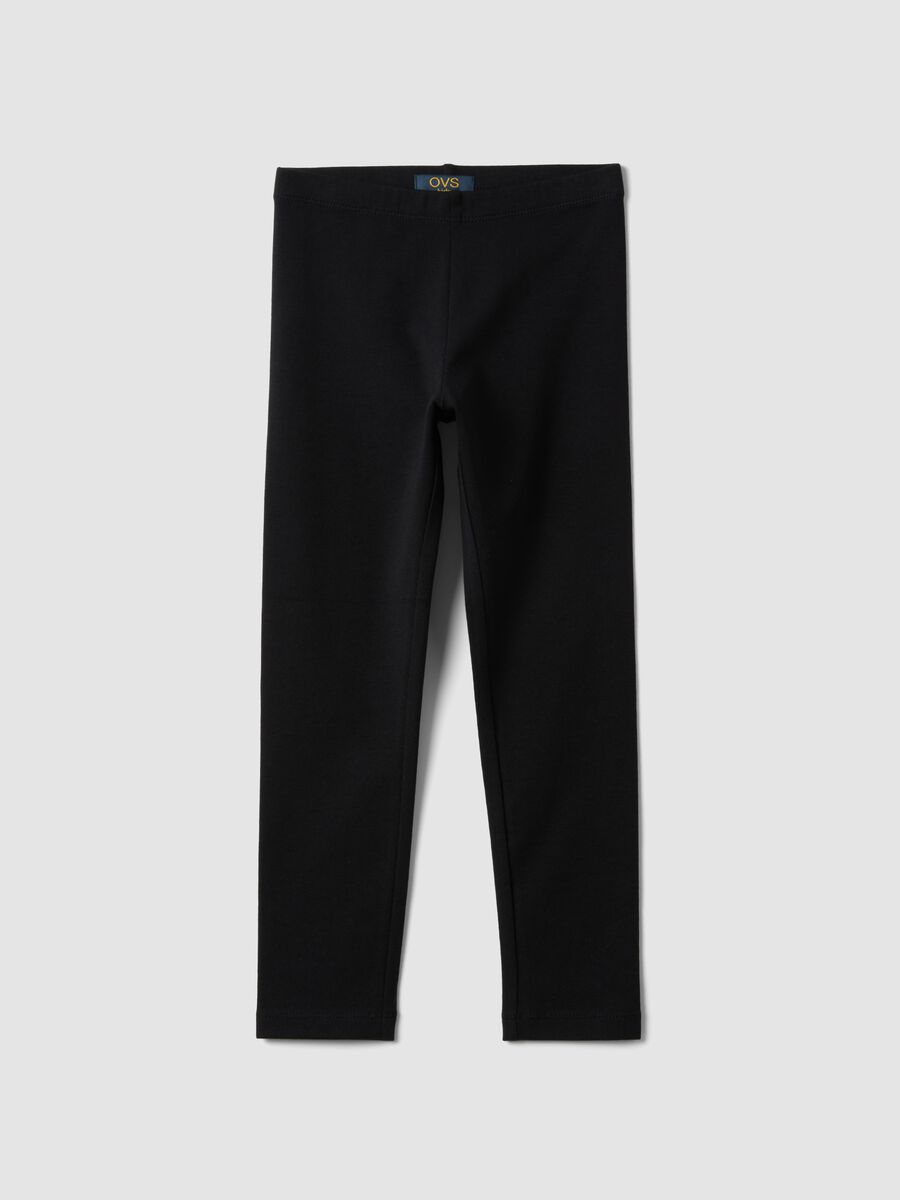 Girls&rsquo; black skinny leggings in stretchy organic cotton_0