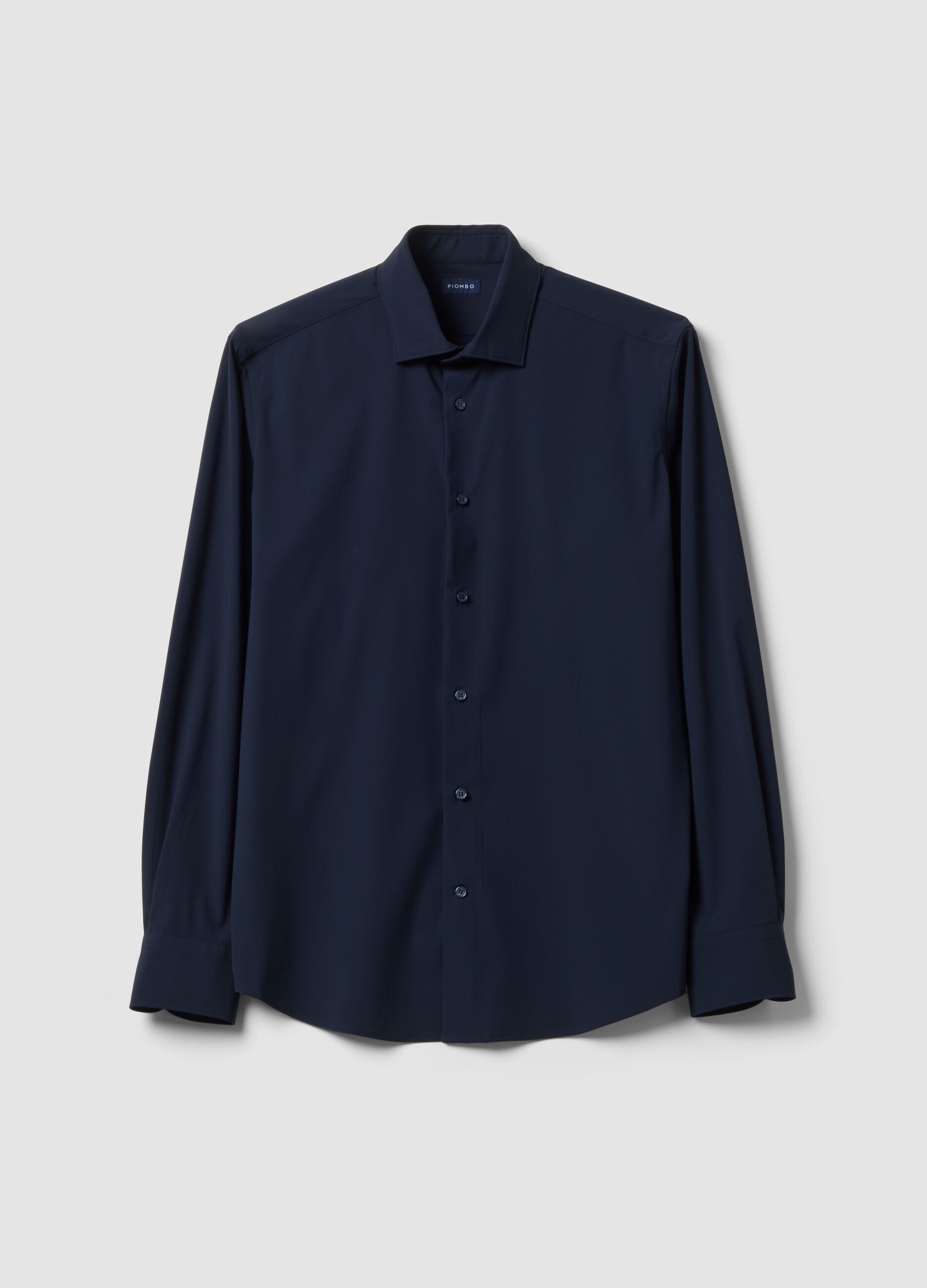 Blue slim-fit shirt in breathable stretch fabric with 4-way stretch