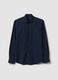 Blue slim-fit shirt in breathable stretch fabric with 4-way stretch_0