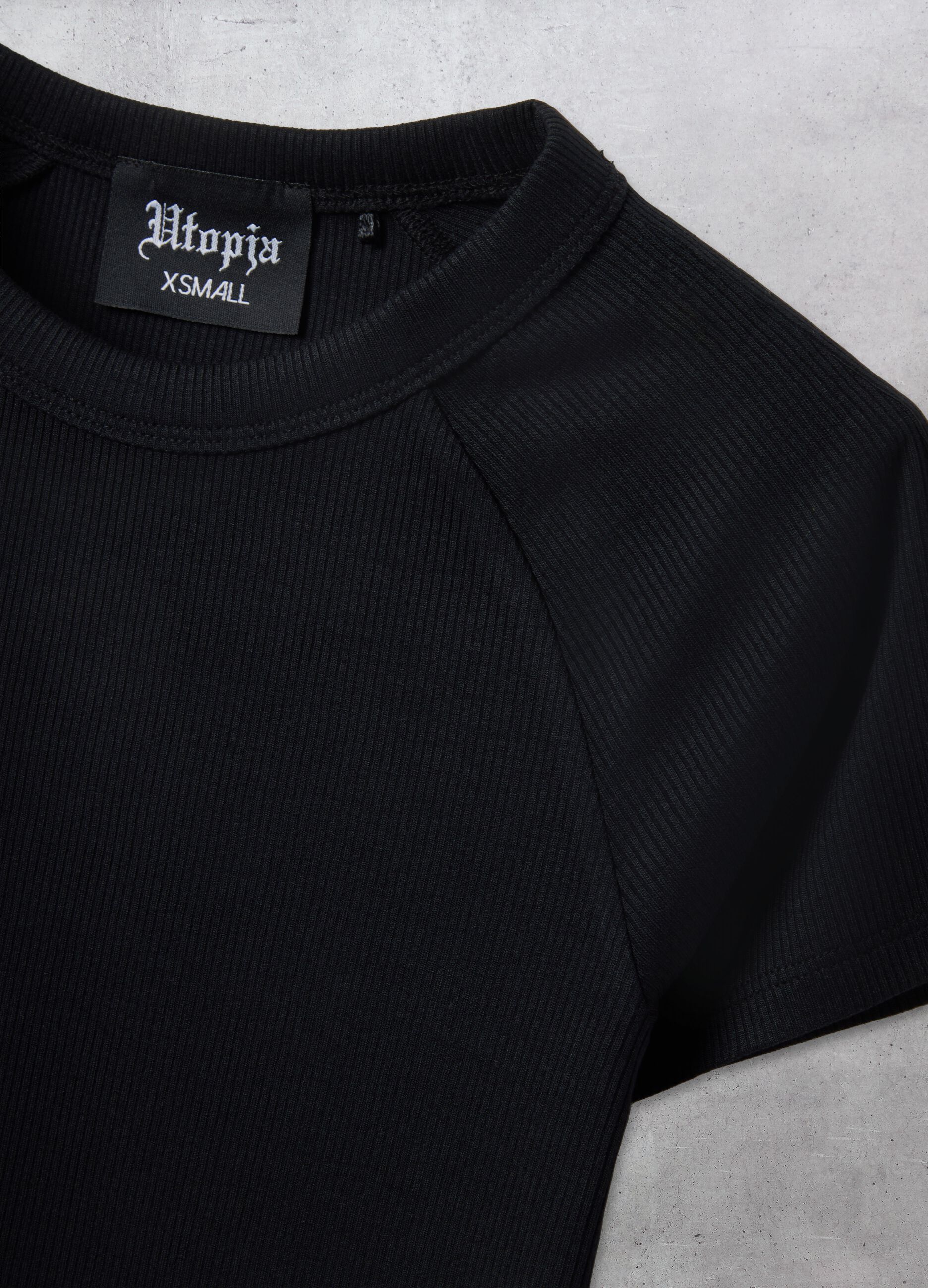 Perfektes Rippen-T-Shirt Schwarz