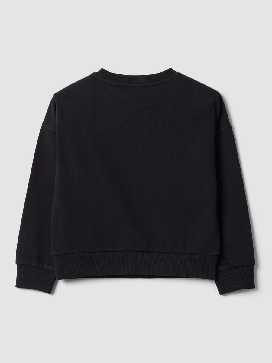 Black 100% cotton sweatshirt with K-Pop Demon Hunters print for girls_1