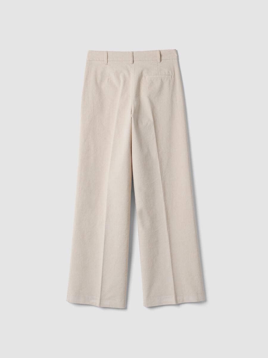 Cal&ccedil;as The Iconic Pants bege em algod&atilde;o el&aacute;stico canelado, straight fit_6