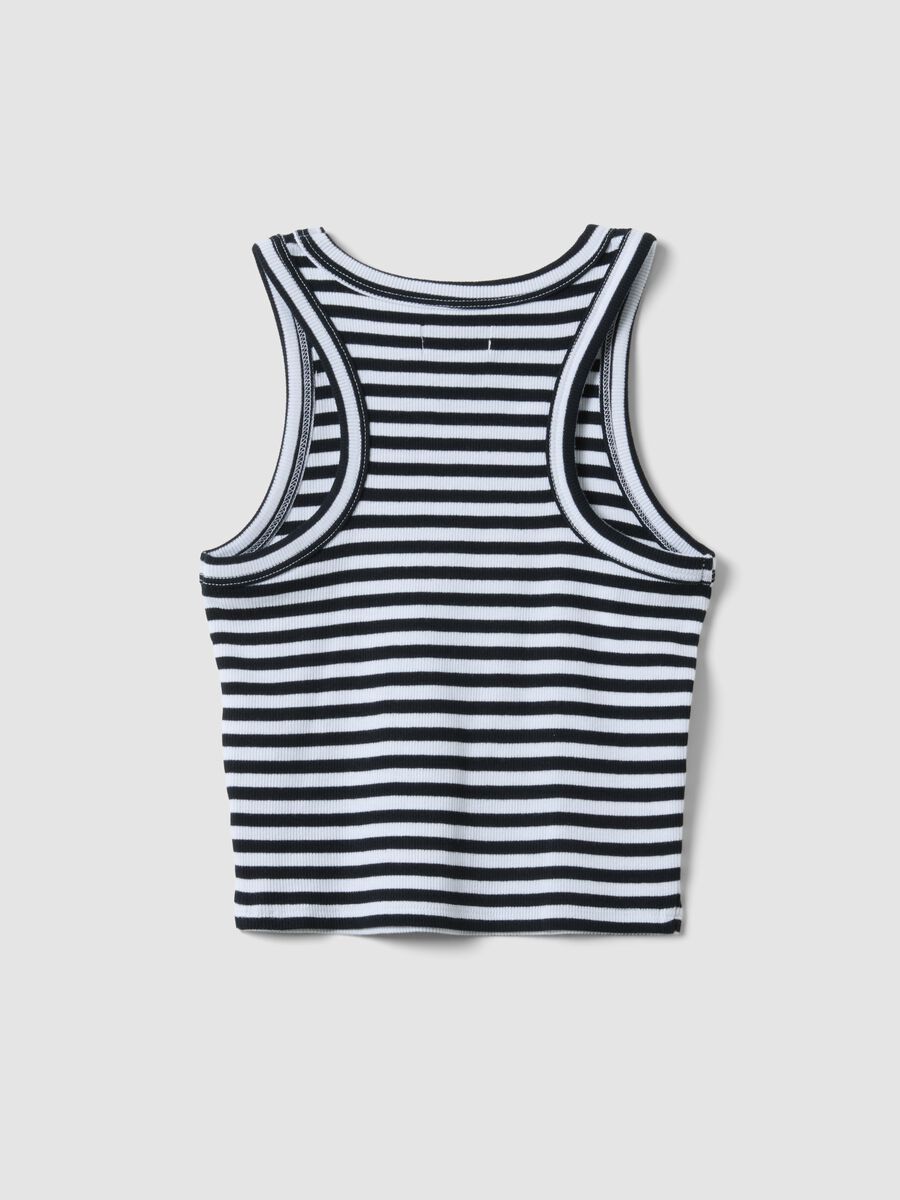 Girls' fitted multicolour striped stretch cotton vest_4