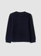 Maglia blu in misto cotone girocollo lavorata a maglia_1