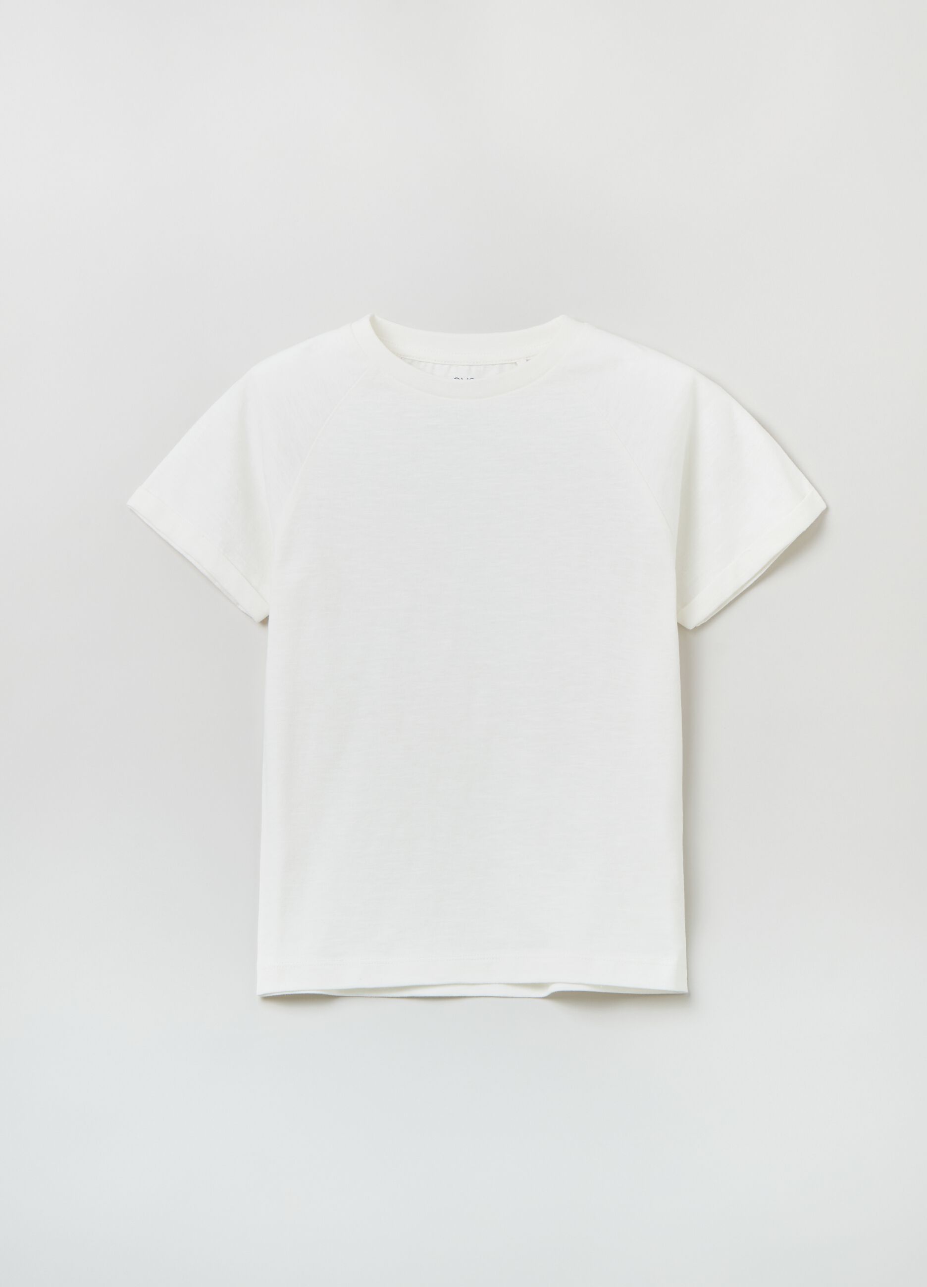 Slub cotton T-shirt with round neck