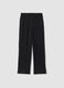 Black wide-leg trousers with elasticated waist_4