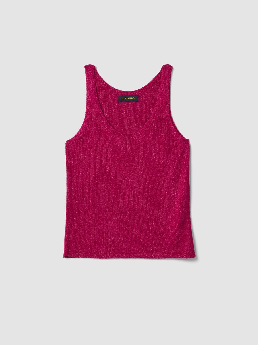 Pink viscose-blend regular-fit glitter tank top_0