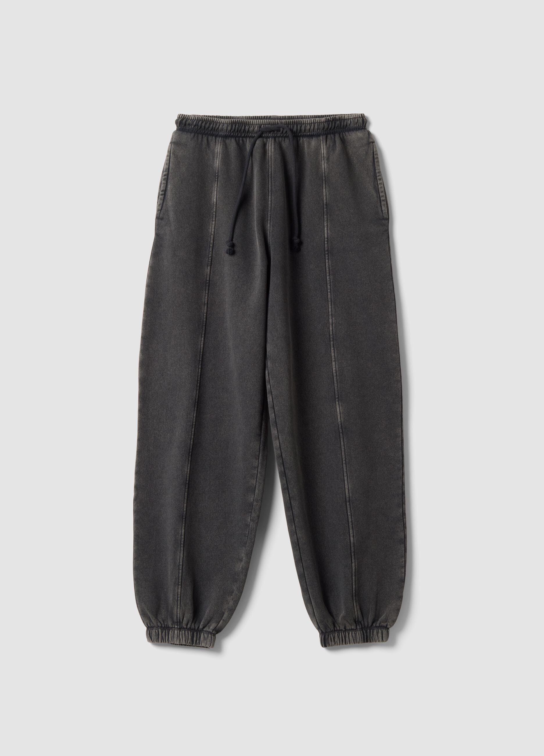 Graue Joggerhose aus Baumwollmix mit Kordelzug