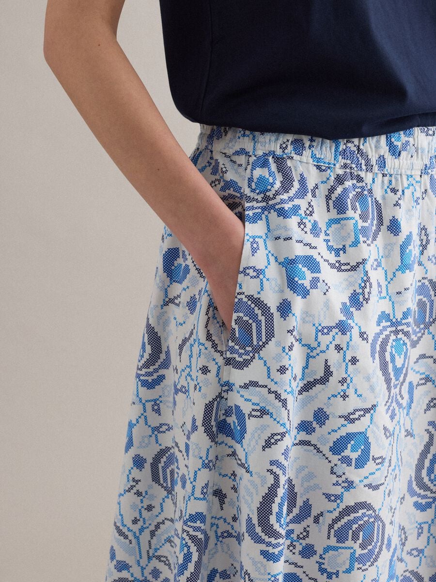 Pure cotton maxi skirt with floral print_3