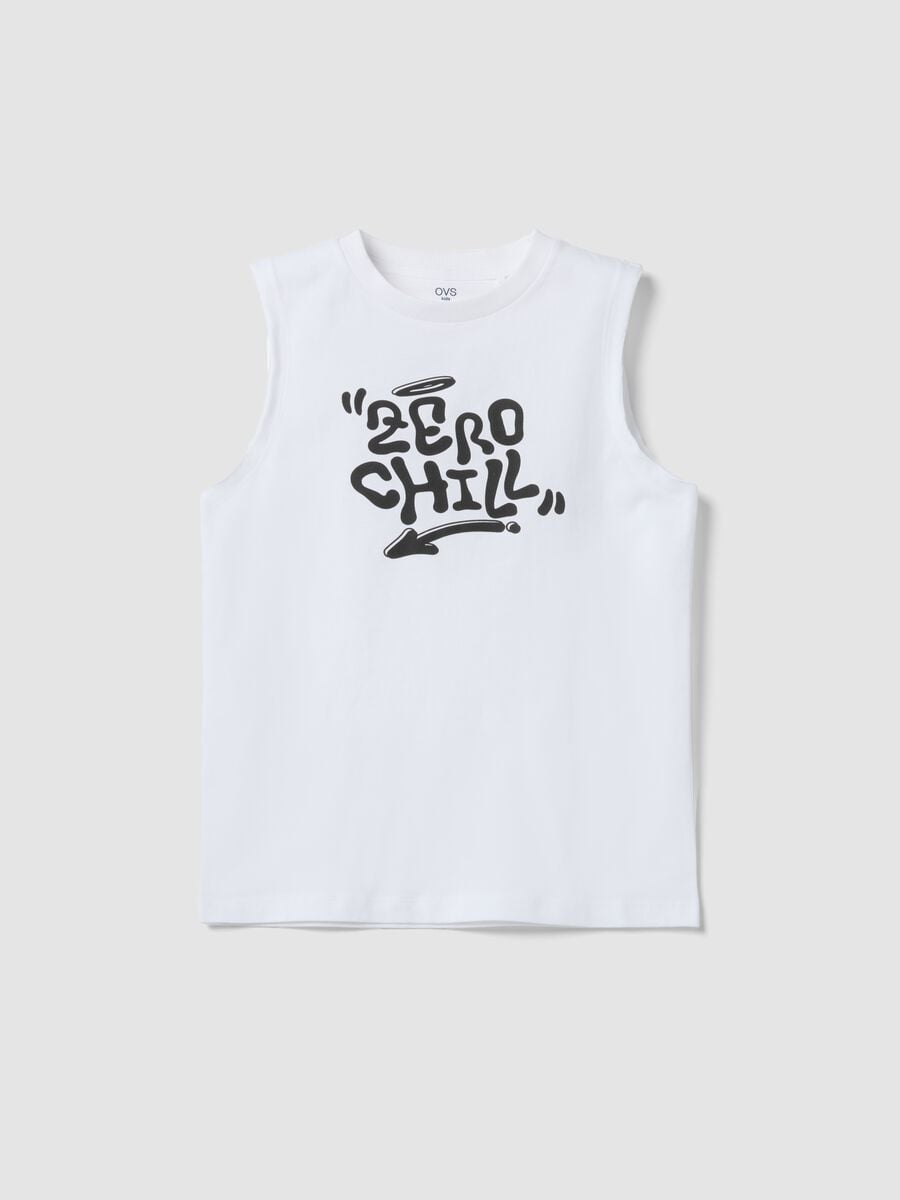 White organic cotton vest top with print_3