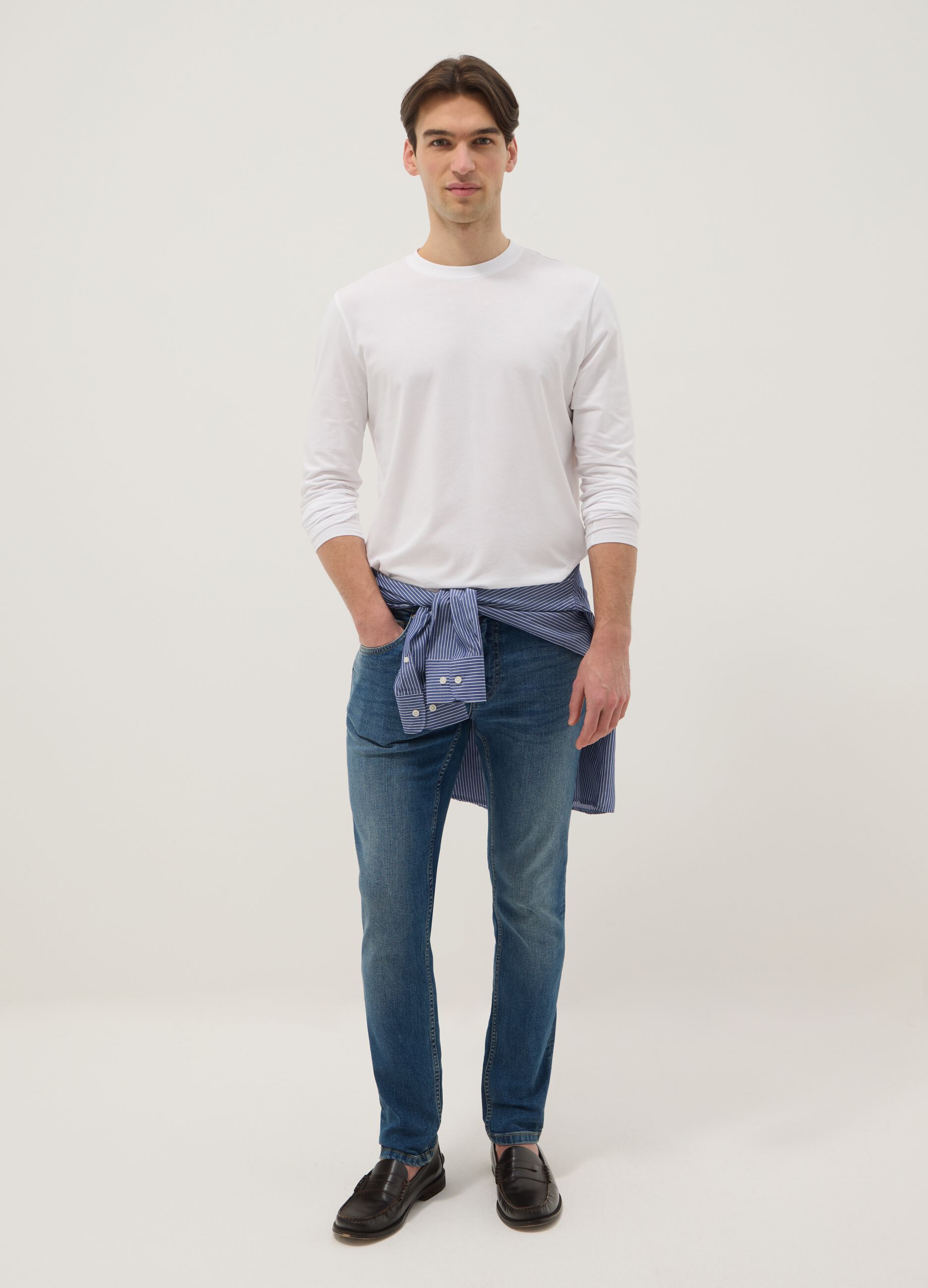 Blaue Stretch-Baumwolle Skinny Fit Jeans