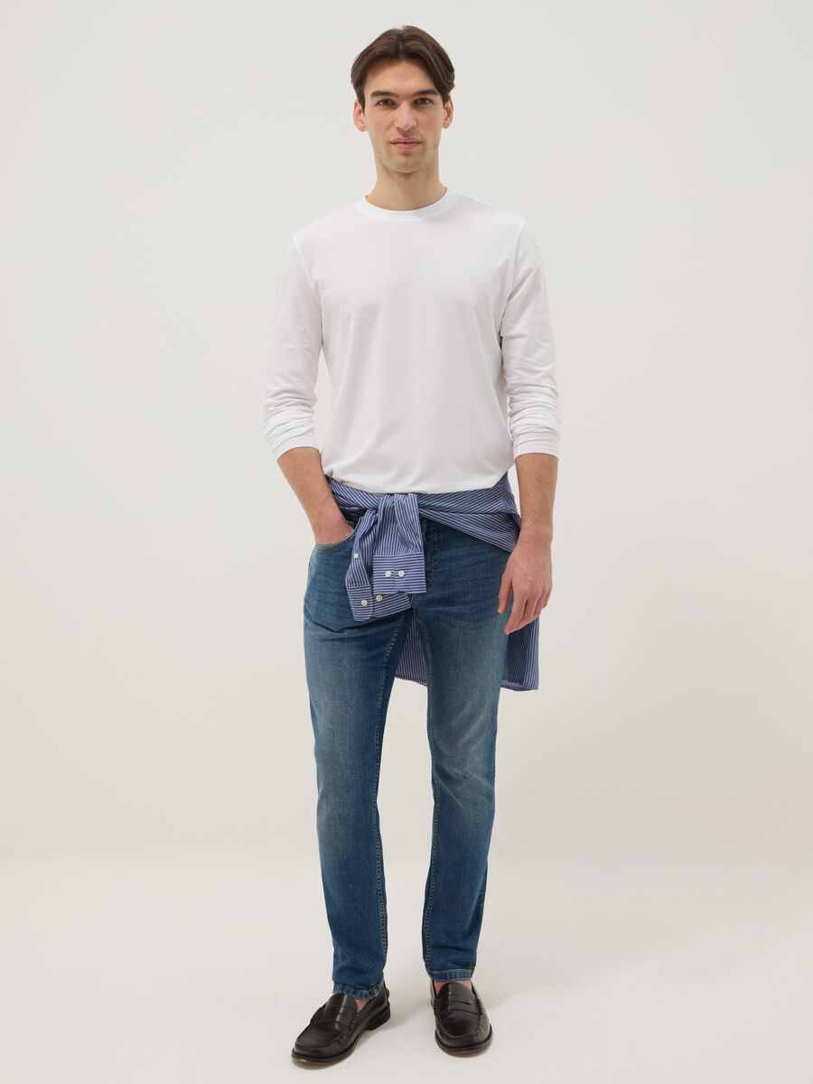 Blue Stretch Cotton Skinny Fit Jeans_0