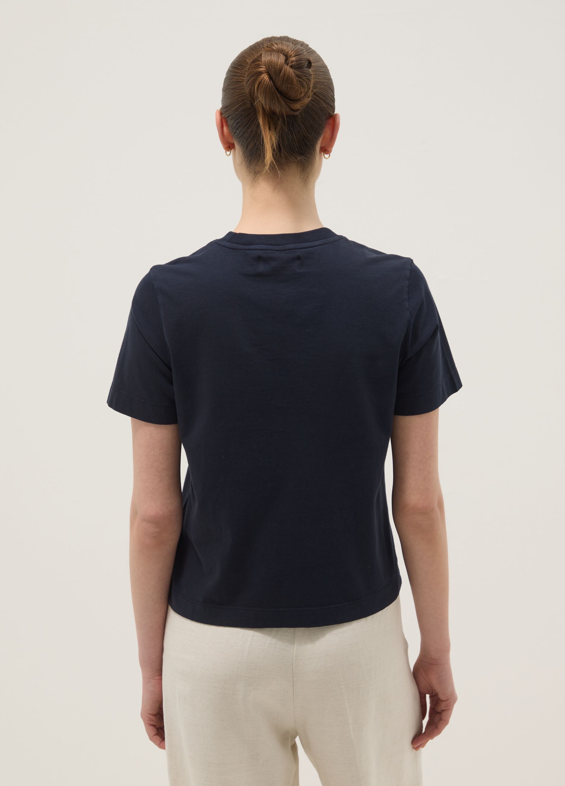 Blaues Kurzarm-T-Shirt aus reiner Baumwolle in Regular Fit